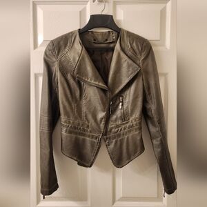 Olive Green Faux Leather Jacket